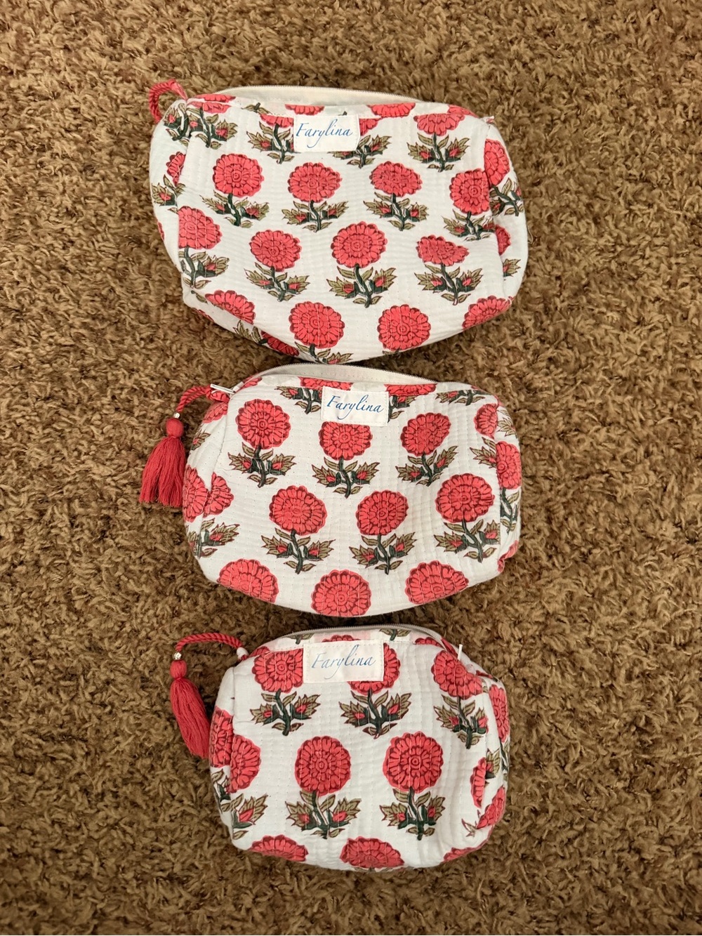 Set of 3 quilted pouches